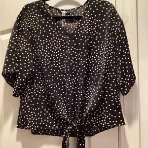 Elegant Black and White Polka Dot Blouse